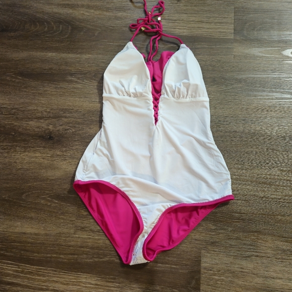 Shoshanna Lattice Ruffle One Piece  Fuschia 🎁 - Picture 5 of 7